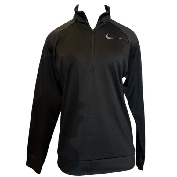 Nike Dri-Fit 1/4 Zip Fleece Lined Base Layer Jacket S Black Active Run Workout - Picture 1 of 8